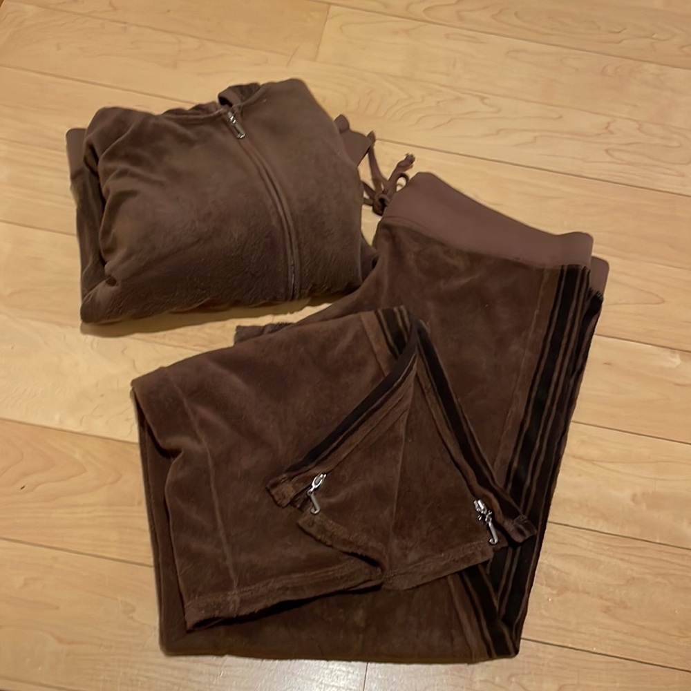 Y2k Juicy Couture glamorous usa brown Terry hoodie pants set